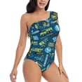 thumbnail image 3 of Easygdp Dump Truck Women's One Shoulder Ruffle Monokini Bathing Suits with Removable Chest Pad, Quick Drying - Medium, 3 of 8