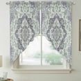 thumbnail image 2 of Green Purple Boho Swag Valances for Windows, Kitchen Window Curtains Over Sink, Vintage Abstract Art Floral Ethnic Tribe Window Treatment Curtains for Living Room/Bedroom 2 Panel Sets 36"x45", 2 of 8