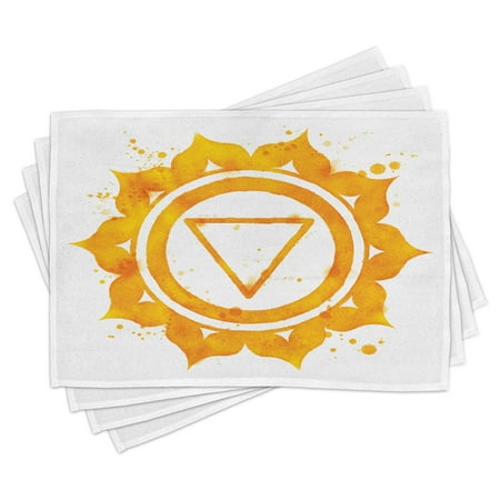 

Chakra Placemats Set of 4 Traditional Known Chakra Icon with Ragged Brushstrokes Secret of Earth Artistic Print Washable Fabric Place Mats for Dining Room Kitchen Table Decor Orange by Ambesonne