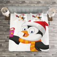 thumbnail image 3 of Ambesonne Cartoon Quilted Bedspread Set 3 Pcs, Friendly Penguin Character, Queen Size, Multicolor, 3 of 3