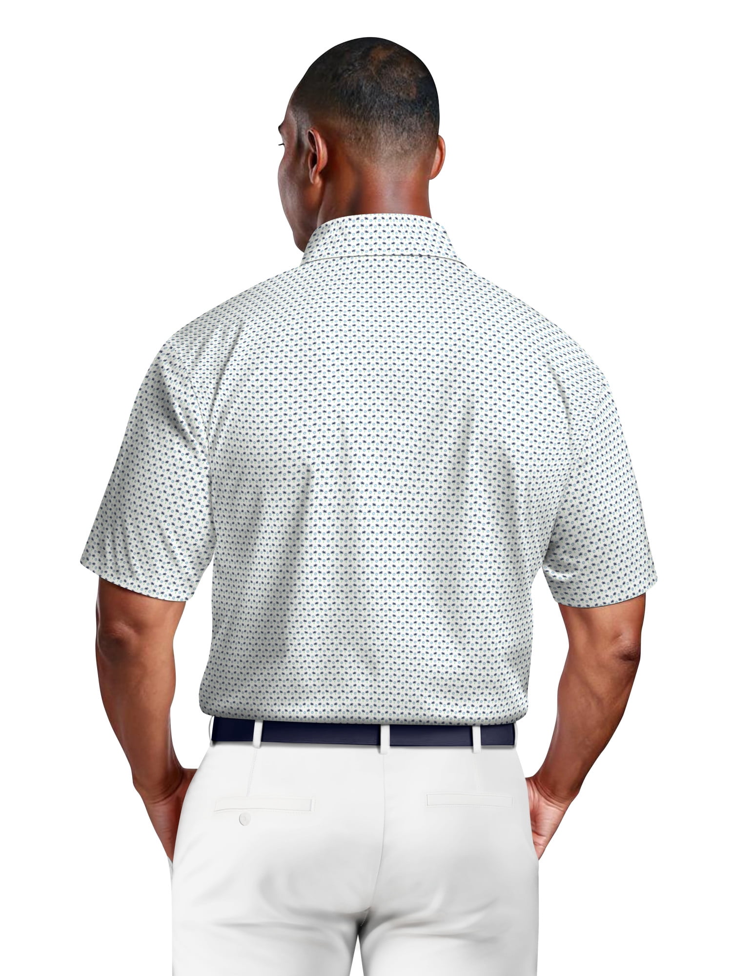 Ben Hogan Men's & Big Men's Performance Palm Tree Golf Ball Short Sleeve Polo Shirt, Sizes S-5XL