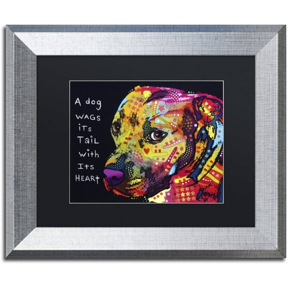 Trademark Fine Art "Gratitude Pitbull" Canvas Art by Dean Russo, Black Matte, Silver Frame