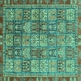 thumbnail image 1 of Ahgly Company Indoor Square Abstract Turquoise Blue Modern Area Rugs, 5' Square, 1 of 4