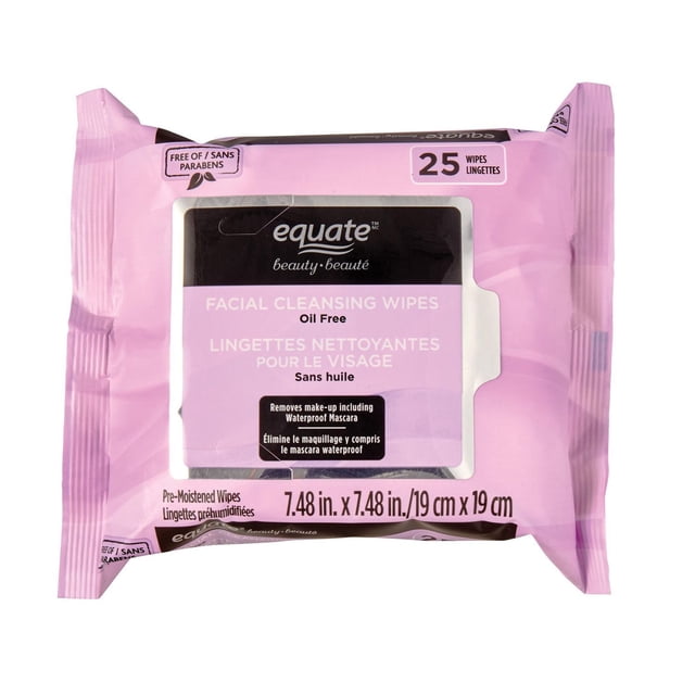 Equate Beauty Lingettes Nettoyantes pour le Visage 25ct
