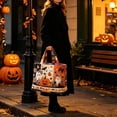 thumbnail image 2 of Halloween Quilted Tote Bag With Cute Ghost Pumpkin And Candy Corn Design For Daily Use Travel Work Fitness(White-43X40Cm), 2 of 3