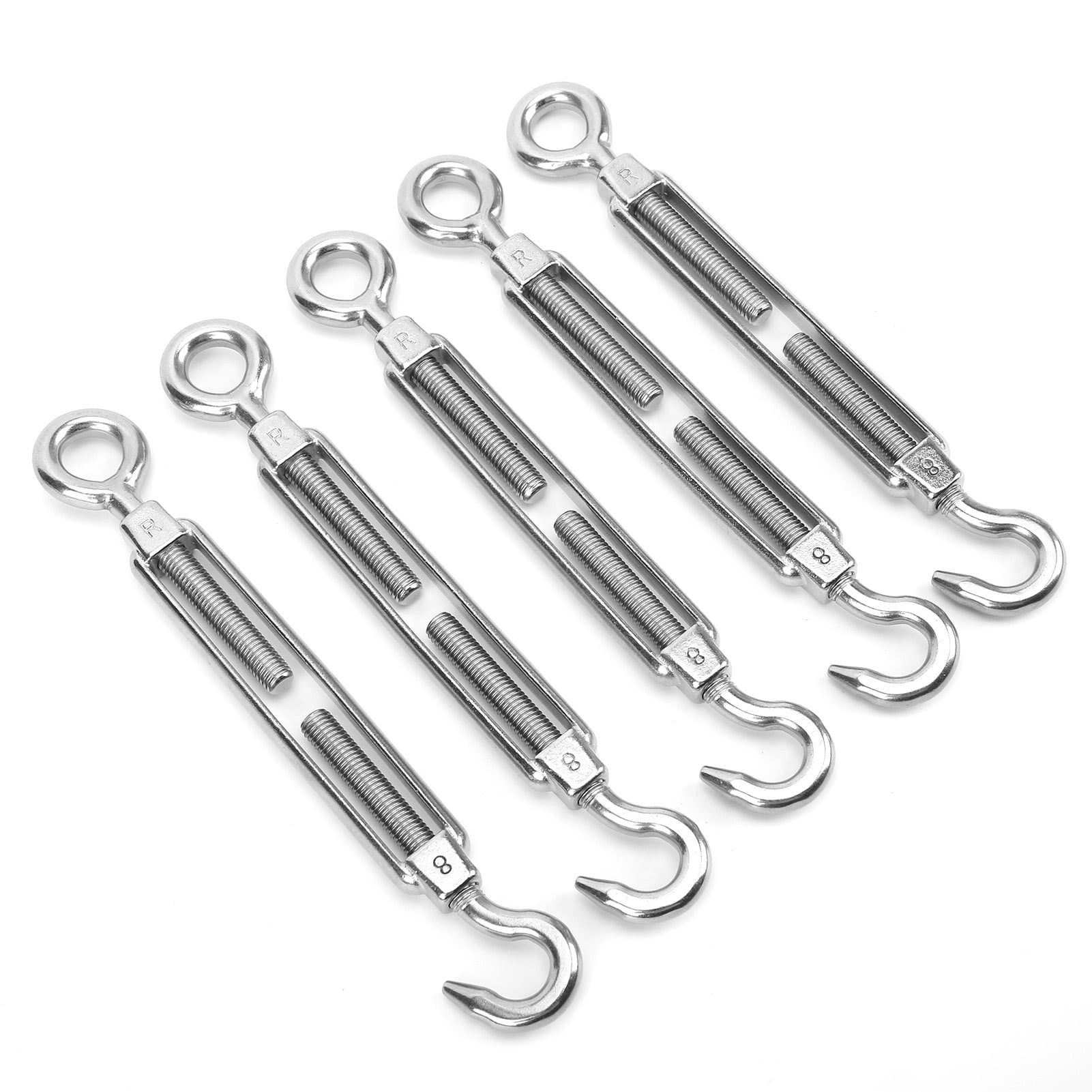 5 x M5 Galvanised HOOK TO HOOK Turnbuckle Chain/Rope/Cable/Wire Strainer Screw 