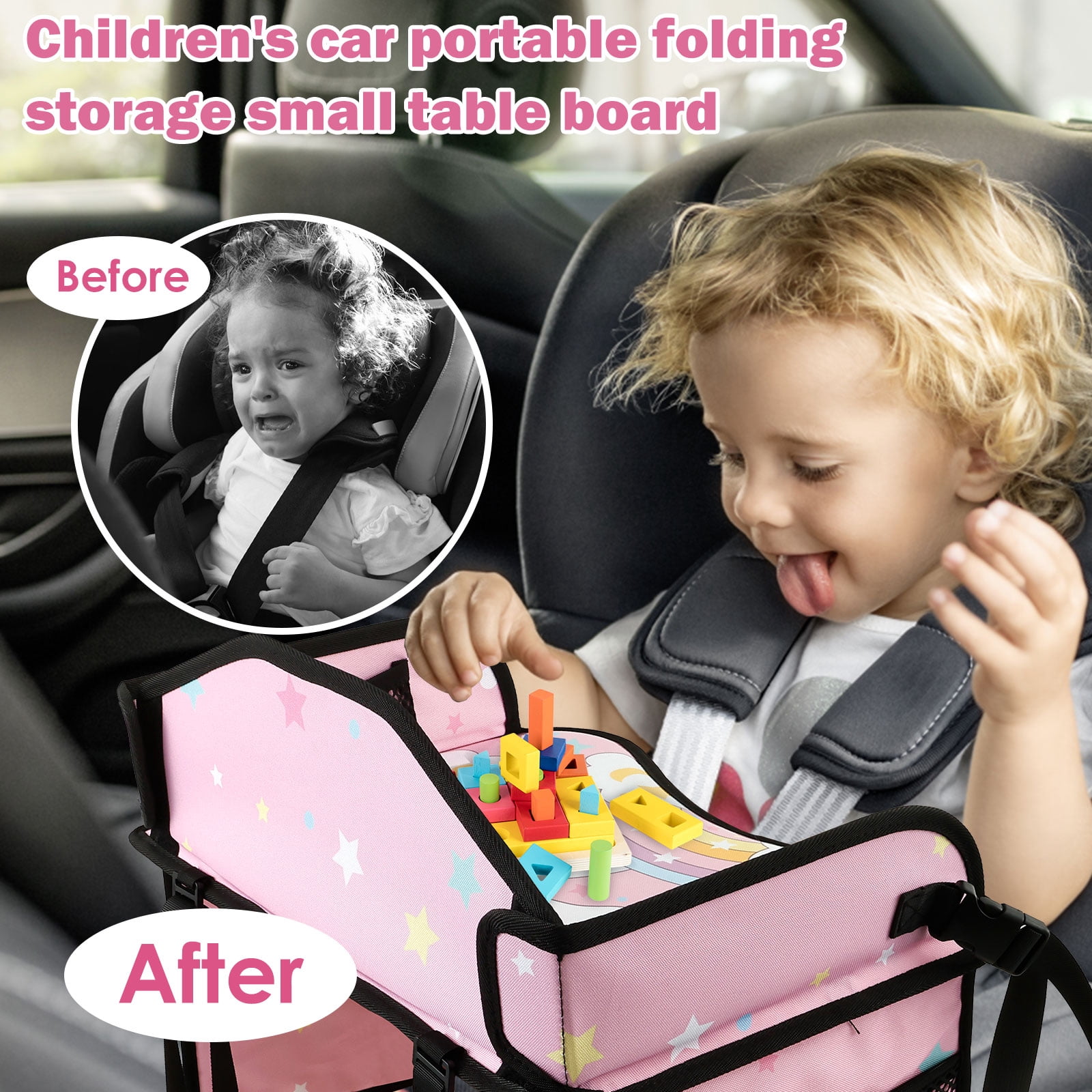 LINFANG Enduring Car Seat Tray Portable Kid Travel Table Multifunctional Car Seat Tray Table for Children Road Trip Activity Kid Travel