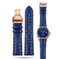 thumbnail image 2 of Correa universal para reloj TAG Heuer Omega Longines de piel de cocodrilo azul, pulsera con hebilla de mariposa para hombre y mujer, 18 y 20 mm, 2 of 5