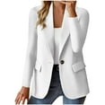 thumbnail image 2 of WULMLEO Blazers for Women Lapel Collar Business Fall Jackets Button Work Summer Lightweight Tweed Blazer Dressy Trendy Elegantes Petite Clearance Mujer Clothing White 2XL, 2 of 3