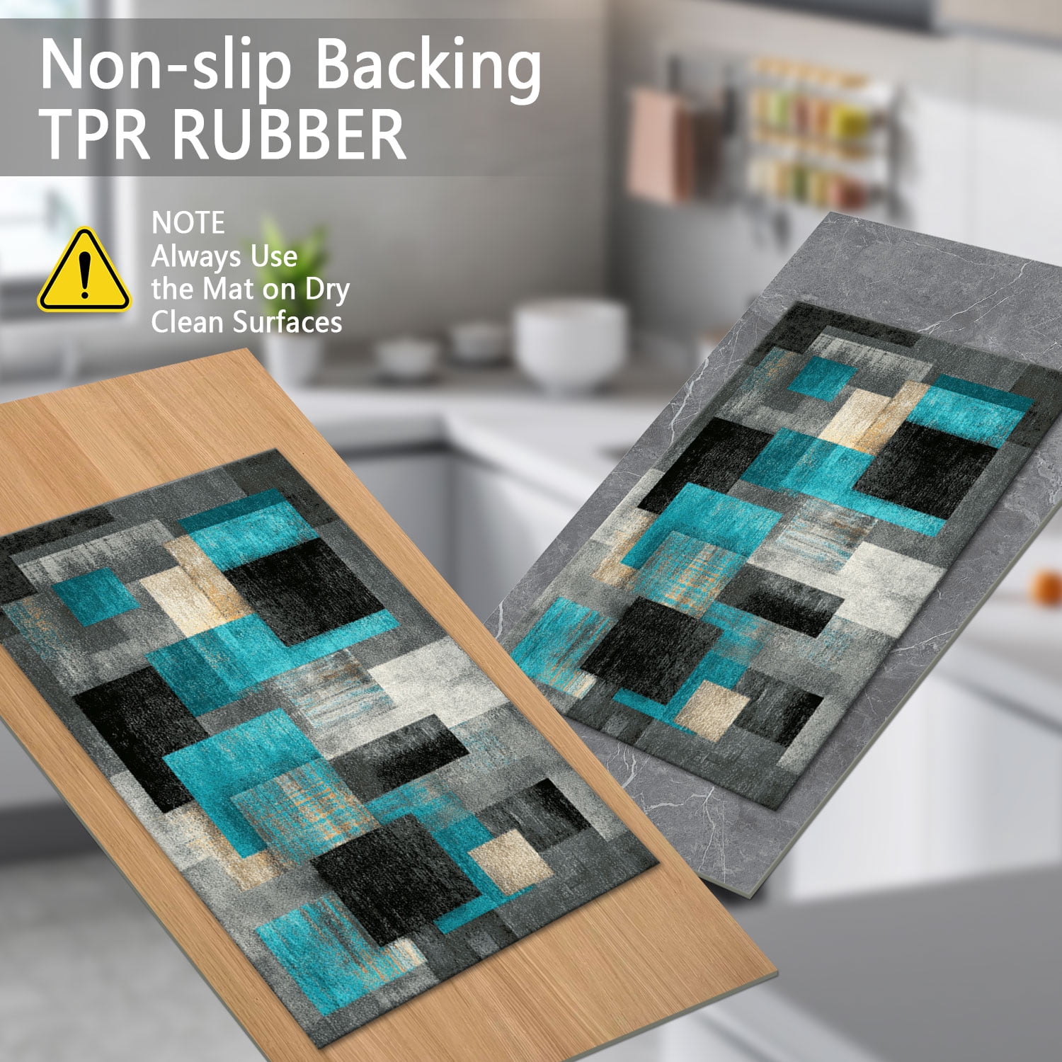 3 Piece Kitchen Rug Set, Non-Slip And Washable, Abstract Pattern Kitchen Hallway Rug, Soft And Comfortable, Suitable For Sinks, Floors, Entrances, Hallways and Bathrooms