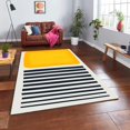 thumbnail image 1 of Black Yellow White Area Rug, Minimalist Modern Abstract Indoor Rug, Decorative Rug Anti-Slip Soft Machine Washable for Apartment Bedroom Living Room 4x7ft, 1 of 5
