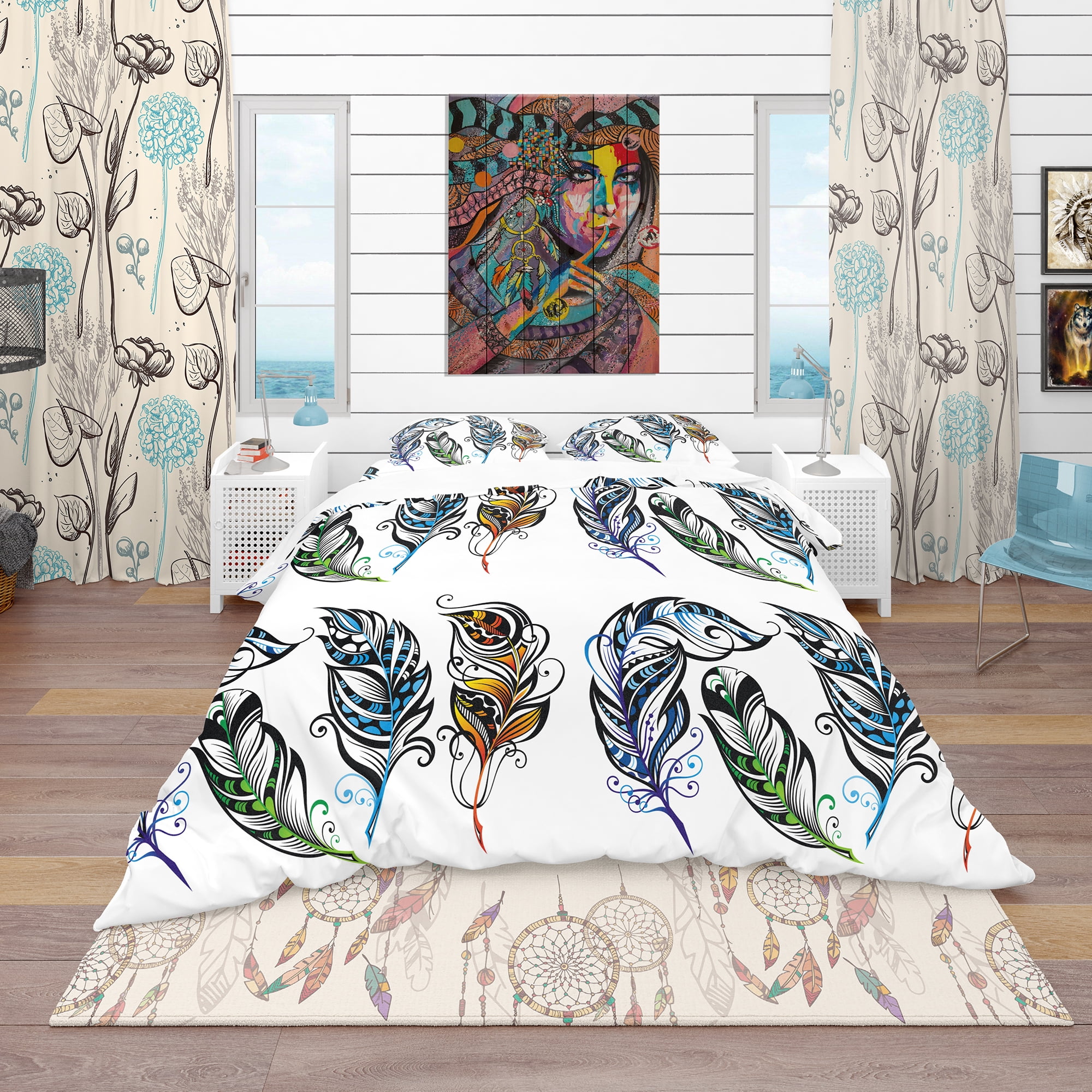 Designart 'Feathers' Southwestern Duvet Cover Set