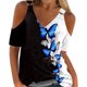 thumbnail image 1 of Puntoco, camiseta Sexy de verano para mujer, jersey con hombros descubiertos, blusa con cuello en V, tops estampados de manga corta Puntoco Puntoco-1718, 1 of 9