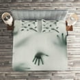 thumbnail image 2 of Ambesonne Horror Quilted Coverlet 3 Pcs, Ghost Alien, King Size, Emerald, 2 of 2
