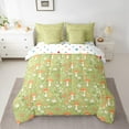 thumbnail image 2 of Manfei Cute Mushroom Twin Bedding Sets for Kids Girls, Green Leaves Bedding Comforter Set, Botanical Plant Theme Sheet Sets, Green Pink Microfiber Bedroom Decor Reversible 7 Pieces, 2 of 8