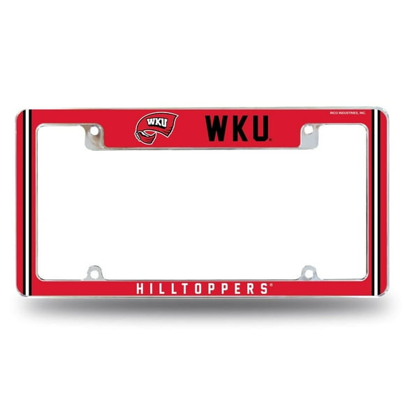 Rico Industries NcAA Western Kentucky Hilltoppers Alternate 12 x 6 chrome All Over Automotive License Plate Frame for carTruckSUV