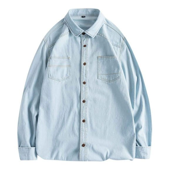 Mens Organic Denim Cotton Shirt Full Sleeve Single Button Shirt