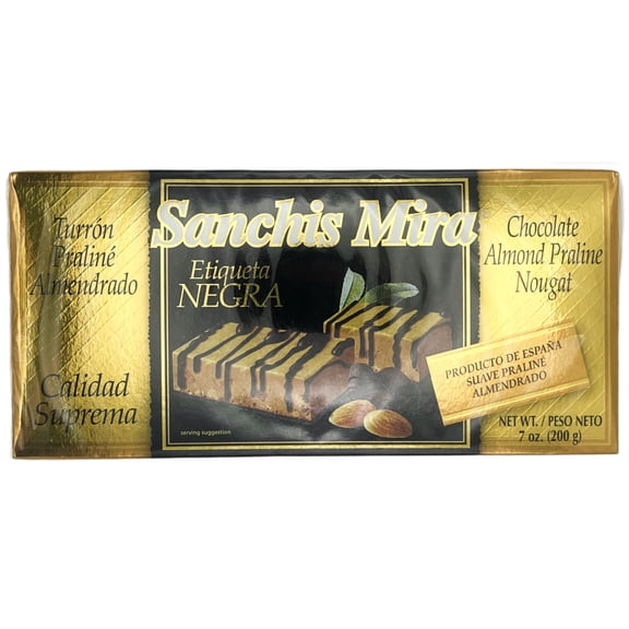 Sanchis Mira Chocolate Almond Praline Nougat | Etiqueta NEGRA 200 Grams