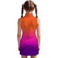 thumbnail image 4 of CAIVO Child Girls Athletic Dress Summer Fashion Gradient Sleeveless Zipper Stand Collar Kids Mini Tennis Shift Dresses For Sportswear, 4 of 5