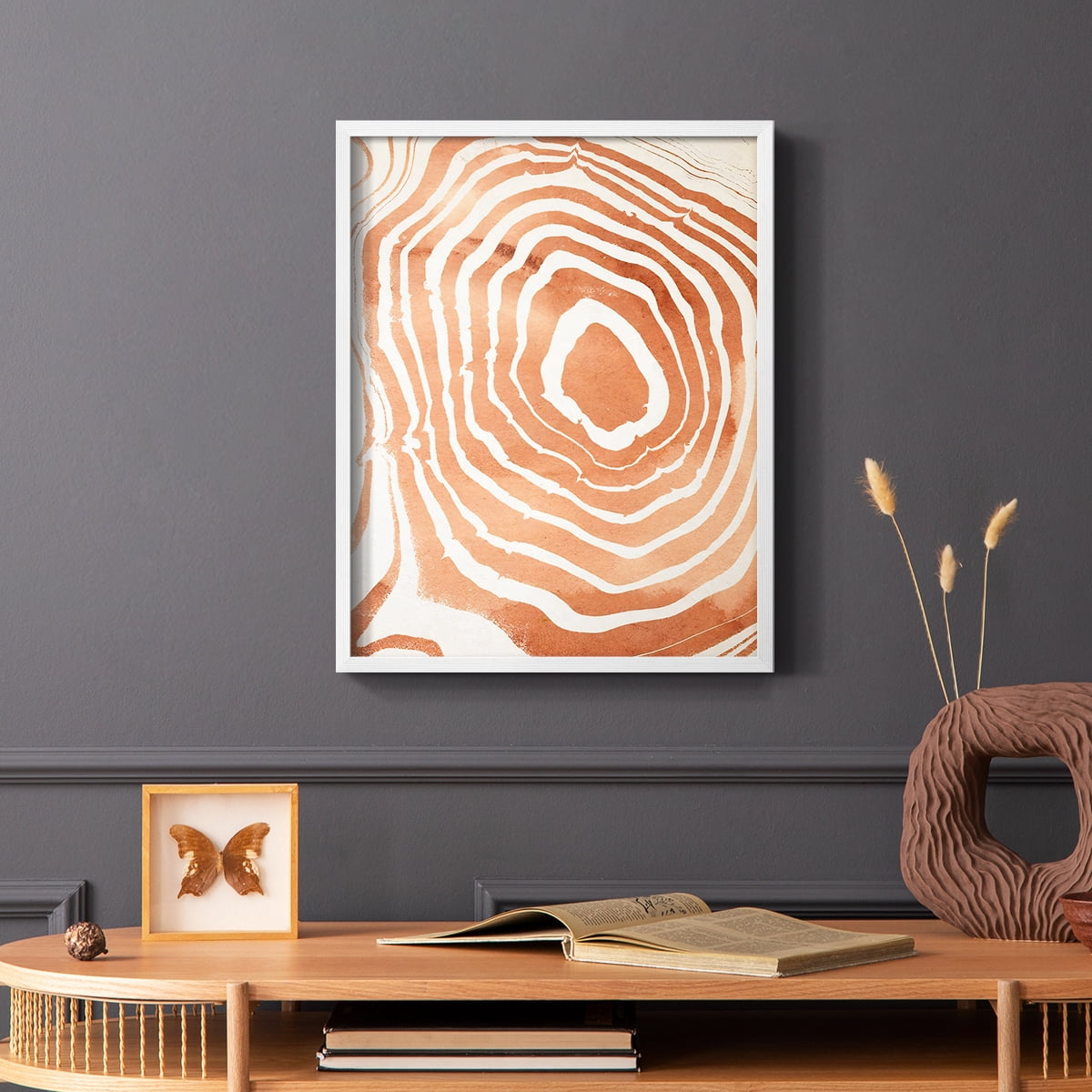 Wood Grain Suminagashi III Framed Print - Solid Wood in Single Picture Frame Solid Wood 2 Framed Print