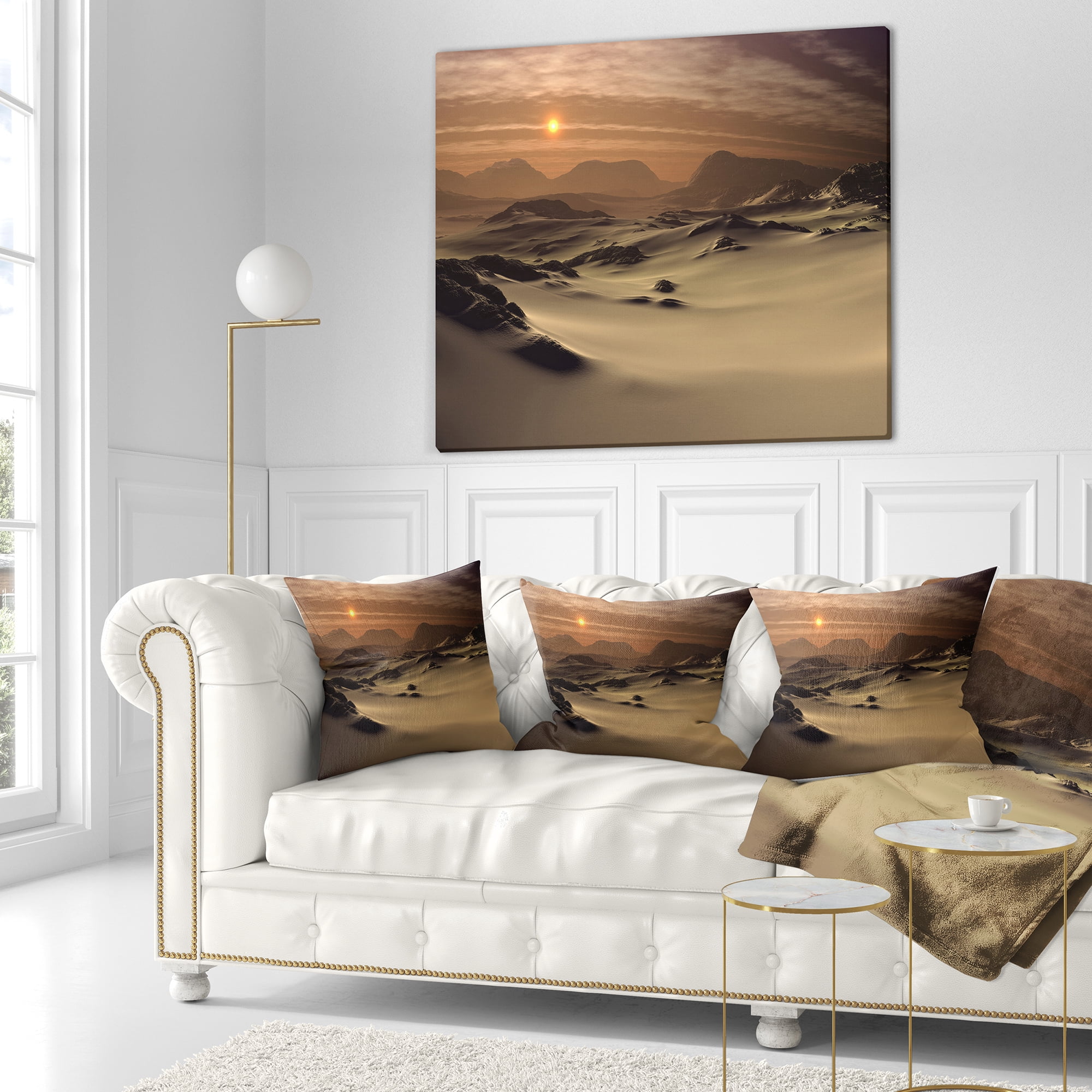 Designart Beautiful Brown Fantasy Terrain - Landscape Printed Throw Pillow - 18x18