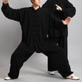 thumbnail image 3 of zeranth 2Pcs/Set Unisex Button Placket Shirt Loose Solid Color Chinese Traditional Tai Chi Suit Kung Fu Wear, 3 of 7