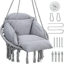 YEXJ Hammock Hanging Swinging Chair with Oversized Cushion, Perfect for Bedroom, Porch, Kids, Adults, Balcony-Ordinary Style2-grey