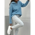 thumbnail image 3 of Women's 1/4 Zip Sweaters Long Sleeve Lapel Collar Solid Color Knit Pullovers Loose Jumper Tops, 3 of 6
