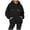 Black, variant on Women's Letter Print Hoodies Long Sleeved Hoodie With Pockets Extra Long Zipper Hoodie