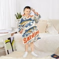 thumbnail image 6 of FORMRS Wearable Blanket Hoodie with Sleeves for Kids Cozy Flannel Sweatshirt, Blue Sardines Pattern, 6 of 7