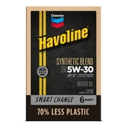 Chevron Havoline Synthetic Blend Motor Oil 5W-30, 6 Quart Smart Change Box Case (2-Pack)