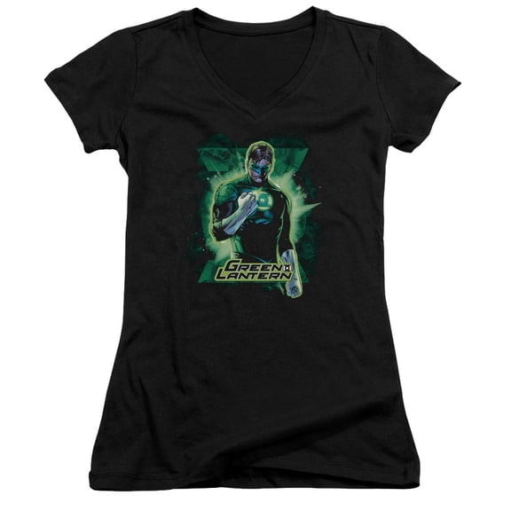 JLA Justice League Gl Brooding Junior Women's T-Shirt V-Neck Black