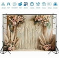 thumbnail image 4 of Bohemian Pampas Grass Wedding Backdrops Retro Boho Flowers Window Bridal Shower Photography Background Bohemian Room Birthday Party Decorations Banner Supplies Photo Booth Props, 4 of 5