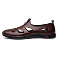 thumbnail image 2 of Sandalias de cuero genuino para hombres: livianas, elegantes y cómodas con pantuflas con suela de goma, 2 of 3