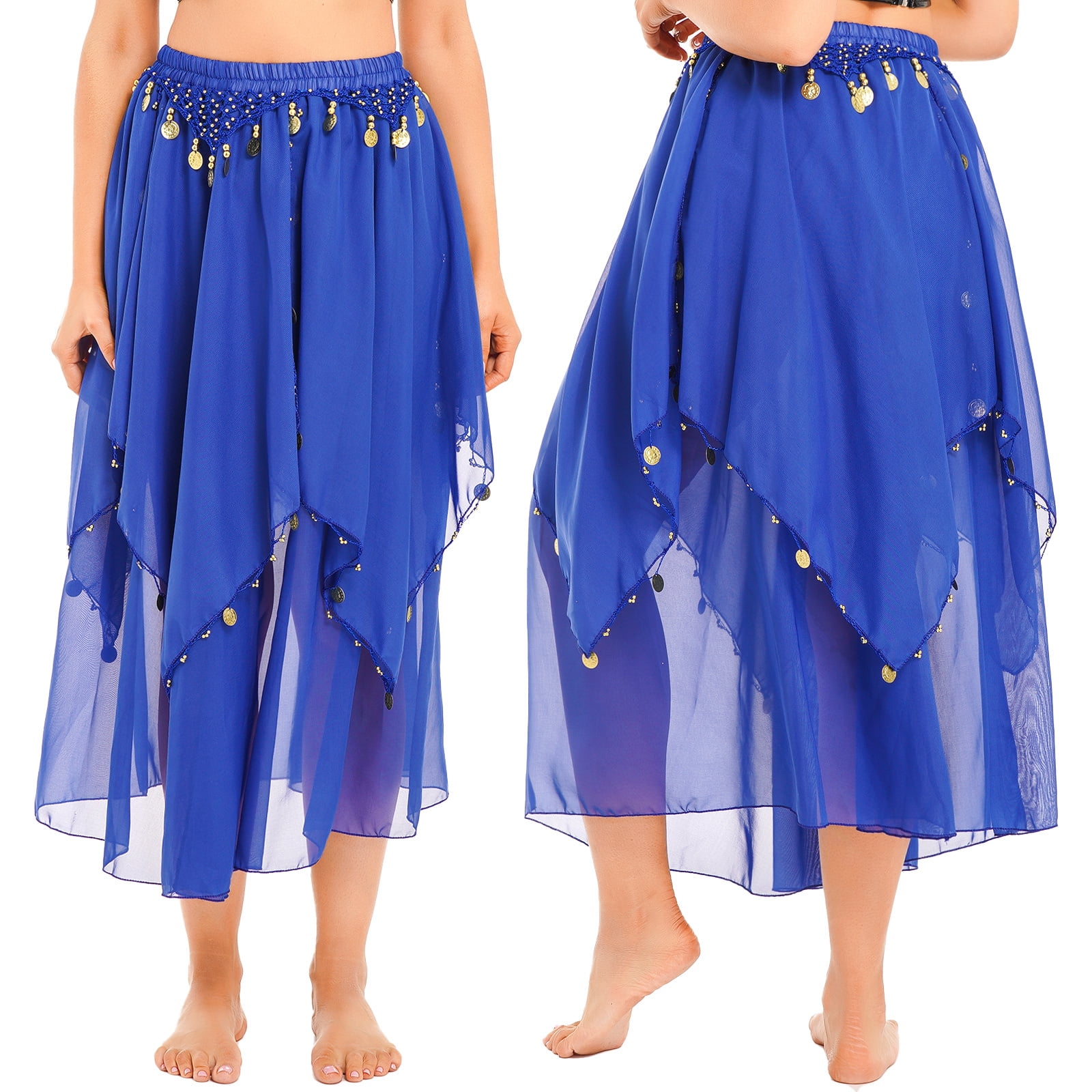 MSemis Women's Dance Skirt Belly Dancing Skirts Long Layered Skirt
