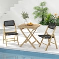 thumbnail image 4 of Costway 2 Piece Patio Folding Chairs with Woven Rope Seat & High Back Indonesia Teak Wood for Porch Natural&Black, 4 of 10