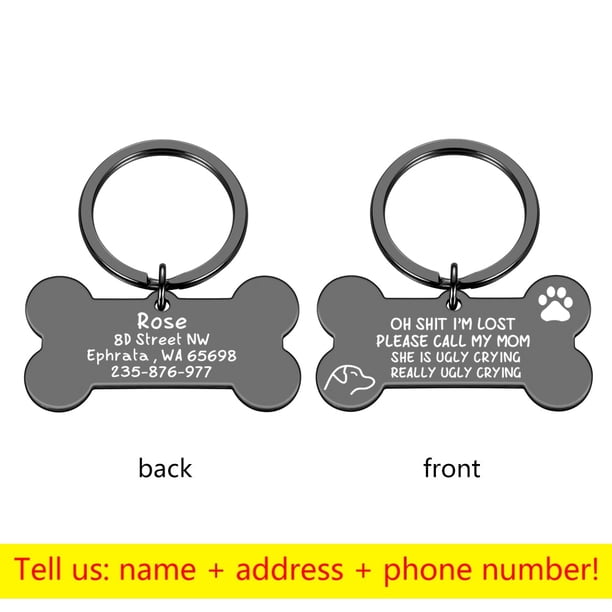 Collar personalizado, etiqueta de identificación de mascota, nombre de identificación de mascota grabado para gato, cachorro, etiqueta de perro, colgante, llavero, etiqueta de hueso, accesorios para mascotas, triangulación de envíos Tan Jianjun unisex