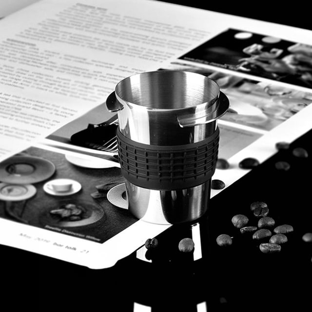 Taza dosificadora de café, distribuidor de café de 58 mm, parte del alimentador de taza dosificadora de café de metal para máquina de espresso de 58 m Plata