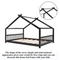 thumbnail image 4 of Full Size House Bed, Montessori Style Floor Bed Frame, Wood  Fun Playhouse Twin Bed with Headboard and Footboard for Teens（Espresso), 4 of 9