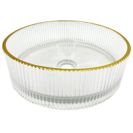 Castello USA 14" Round Decorative Ribbed Gold Glass Sink