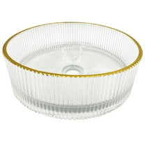 Castello USA 14" Round Decorative Ribbed Gold Glass Sink