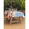 thumbnail image 3 of Outdoor Tablecloths with Umbrella Hole & Zipper, Japanese Wedding Rectangle Tablecloth 52x70 Inch, Cute Owls Cherry Blossoms Blue Waterproof Table Cloth, Patio/Pool/Picnic Table Covers, 3 of 8