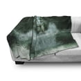 thumbnail image 3 of Pirate Ship Soft Flannel Fleece Throw Blanket, Old Ship in Thunderstorm Digital Artwork Fantasy Adventure, Cozy Plush for Indoor and Outdoor Use, 60" x 80", Jade Green Dark Green, by Ambesonne, 3 of 6