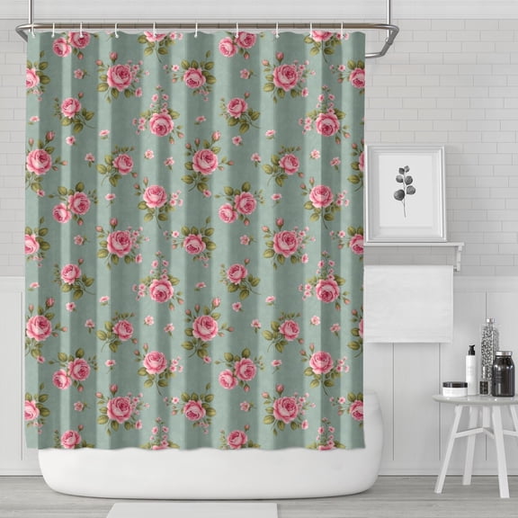 Pioneer Flower Floral Print Pattern Shower Curtain 84"x72", Bathroom Decorative Shower Curtain Set with 12 Hooks, Waterproof Washable