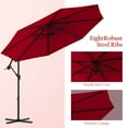 thumbnail image 5 of Gymax 10Ft Patio Solar LED Outdoor Offset Hanging Umbrella w/ 24 Lights Burgundy, 5 of 9