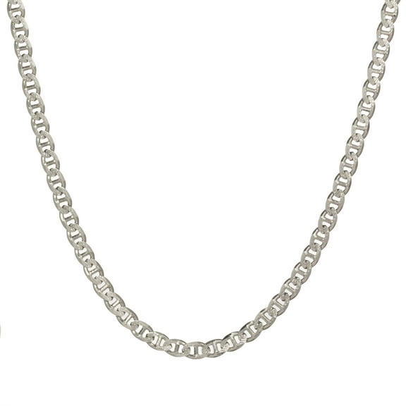Brilliance Sterling Silver Pavè Marina Link Necklace, 24"