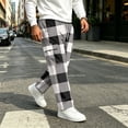 thumbnail image 2 of UDAUDU Mens Cargo Sweatpants Plaid Hiking Loose Fit Drawstring Elastic Waist Trousers Outdoor Hiking Relaxed Fit Sweatpants with Pockets White 2XL, 2 of 8
