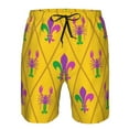 thumbnail image 4 of Disketp Men'S Swim Trunks Hawaiian Breathable Surf Beach Swimsuits Mesh Lining Beach Shorts With Pockets-Mardi Gras Crayfish And Fleur De Lis, 4 of 9