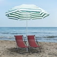 thumbnail image 2 of Outsunny Parasol de Plage Rond de 6 Pi avec Mécanisme d'Inclinaison, Vert à Rayures, 2 of 7
