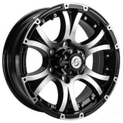 Viking Series Machined Lip and Face Gloss Black Aluminum Trailer Wheel with Black Cap - 16" x 6" 6 On 5.5 - 3540 LB Load Carrying Capacity - 0 Offset